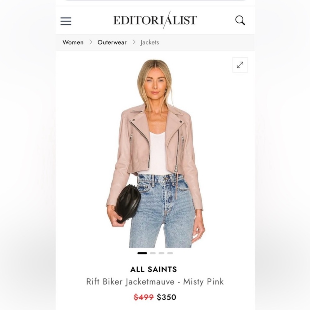 All Saints Rift cropped biker jacket pink size US4

• Size: 4 All Saints